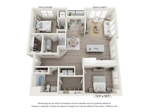 2 bed 2 bath 1,214 Sq. Ft. B2 floor plan at Enclave Crystal Lake, Crystal Lake